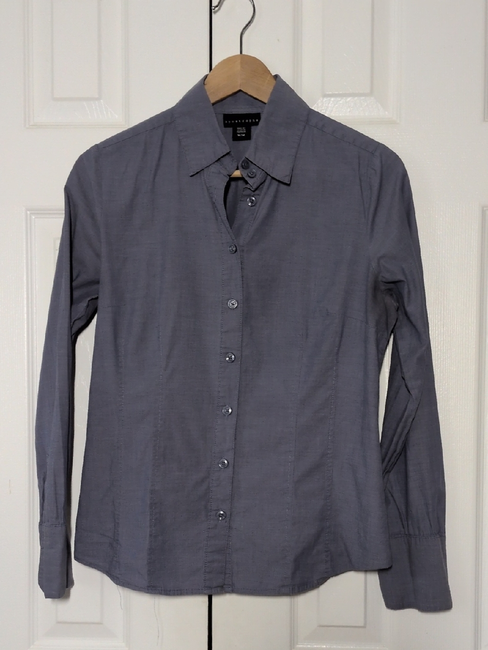 Apostrophe women's Long-Sleeve Button-Down tailored  Shirt — Slate Gray M